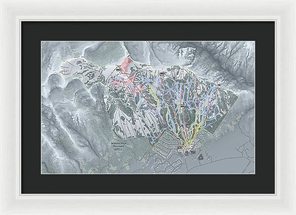 Jackson Hole Ski Trail Map - Framed Print - Powderaddicts