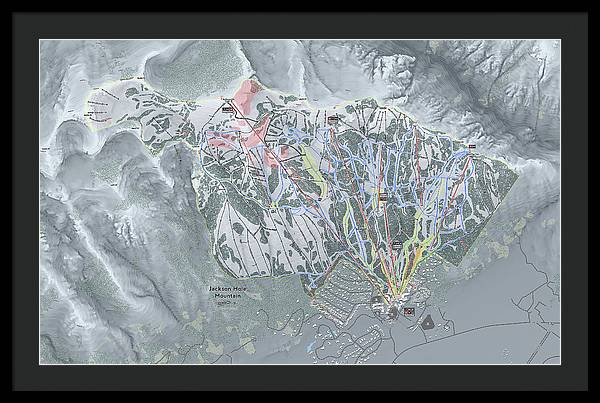 Jackson Hole Ski Trail Map - Framed Print - Powderaddicts