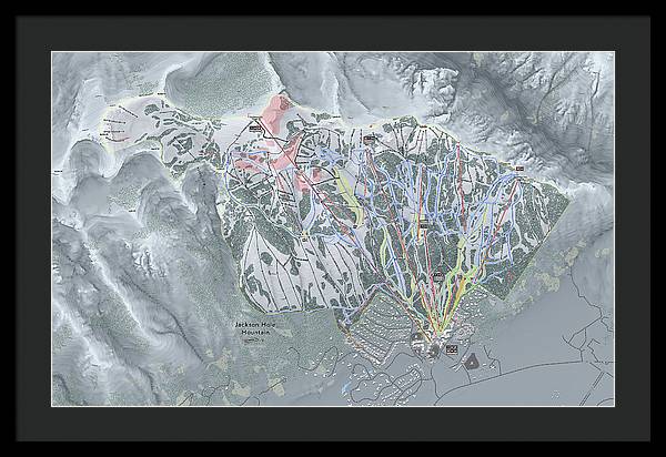 Jackson Hole Ski Trail Map - Framed Print - Powderaddicts
