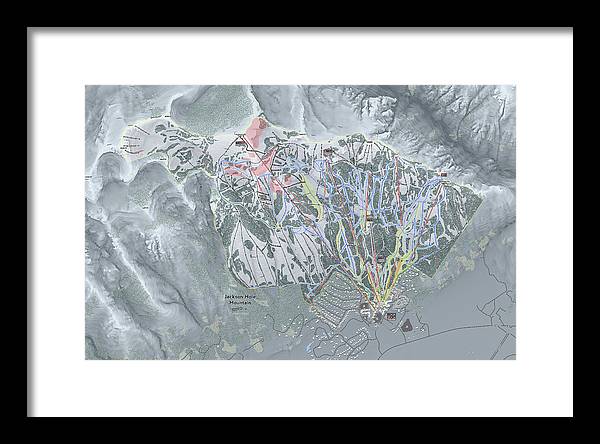 Jackson Hole Ski Trail Map - Framed Print - Powderaddicts