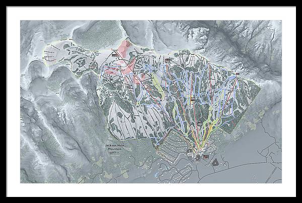 Jackson Hole Ski Trail Map - Framed Print - Powderaddicts
