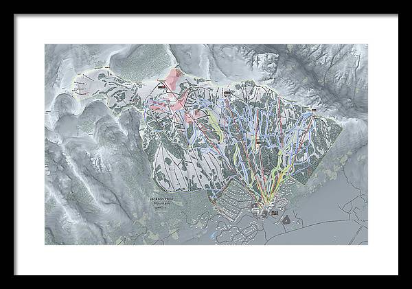 Jackson Hole Ski Trail Map - Framed Print - Powderaddicts