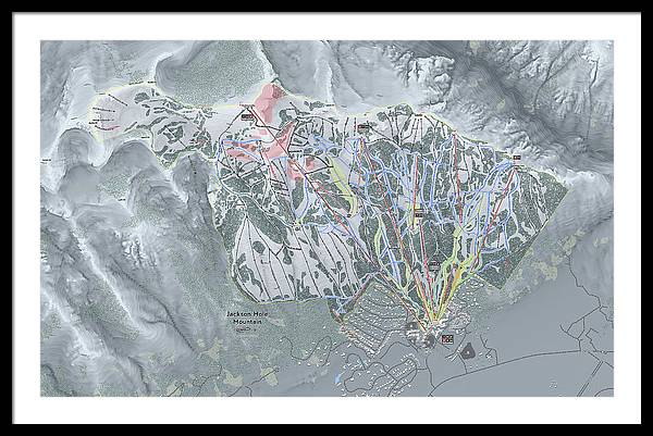 Jackson Hole Ski Trail Map - Framed Print - Powderaddicts