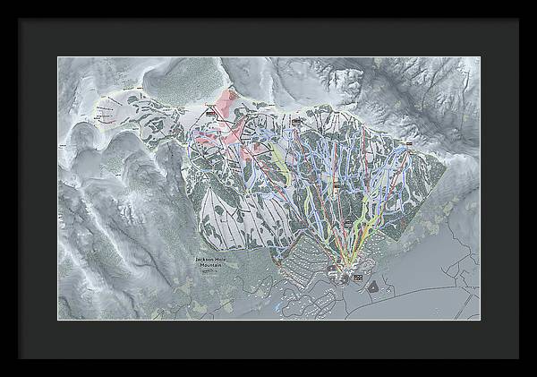 Jackson Hole Ski Trail Map - Framed Print - Powderaddicts