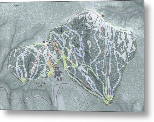 Lost Trail Ski Trail Map - Metal Print - Powderaddicts