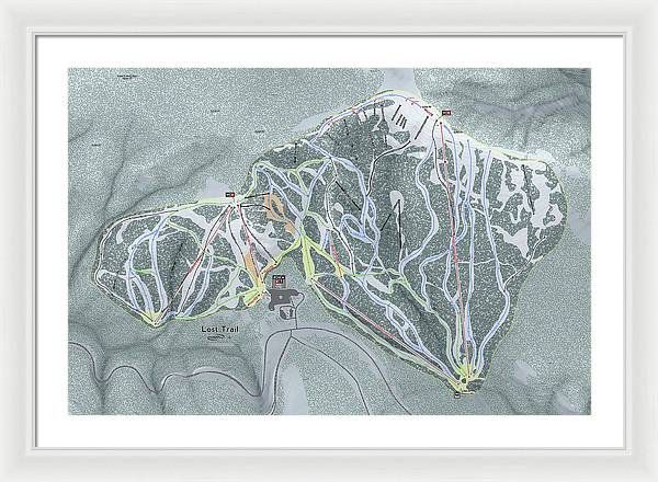 Lost Trail Ski Trail Map - Framed Print - Powderaddicts