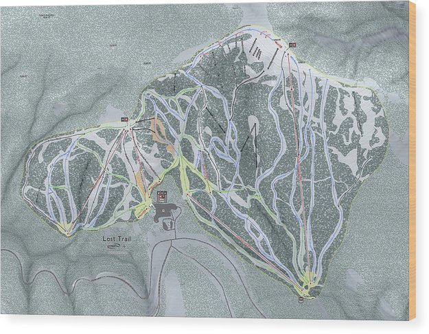 Lost Trail Ski Trail Map - Wood Print - Powderaddicts