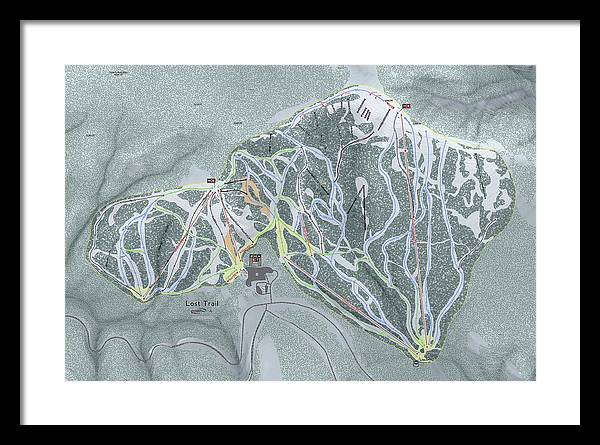 Lost Trail Ski Trail Map - Framed Print - Powderaddicts