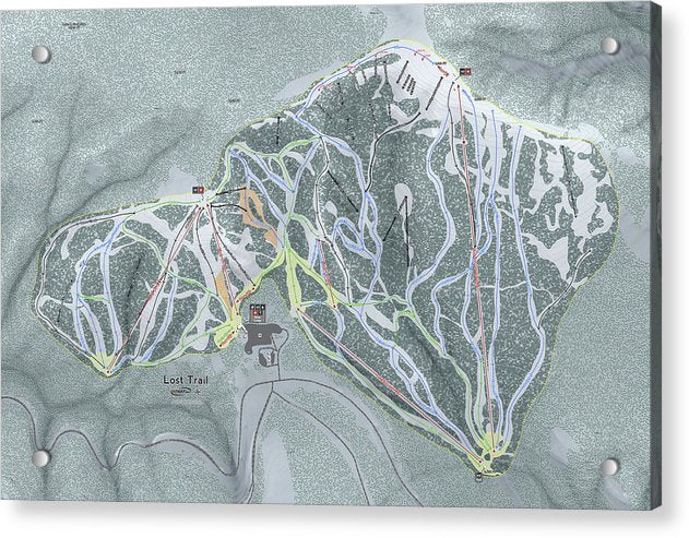 Lost Trail Ski Trail Map - Acrylic Print - Powderaddicts