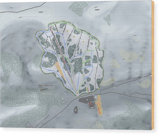 Magic Mountain Ski Trail Map - Wood Print - Powderaddicts