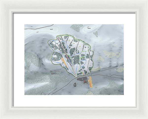 Magic Mountain Ski Trail Map - Framed Print - Powderaddicts