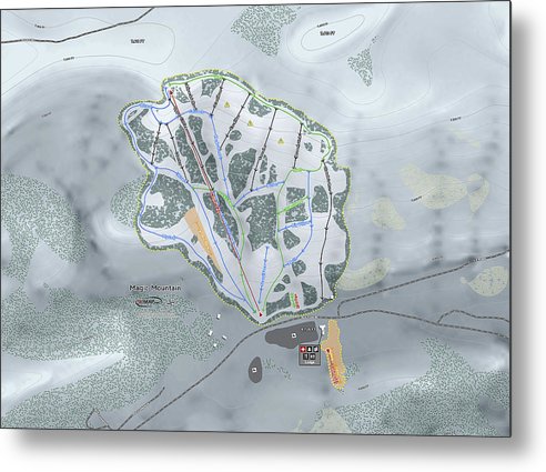 Magic Mountain Ski Trail Map - Metal Print - Powderaddicts