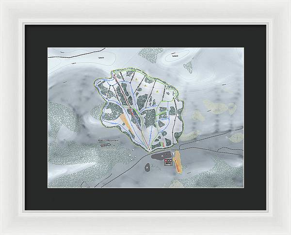 Magic Mountain Ski Trail Map - Framed Print - Powderaddicts