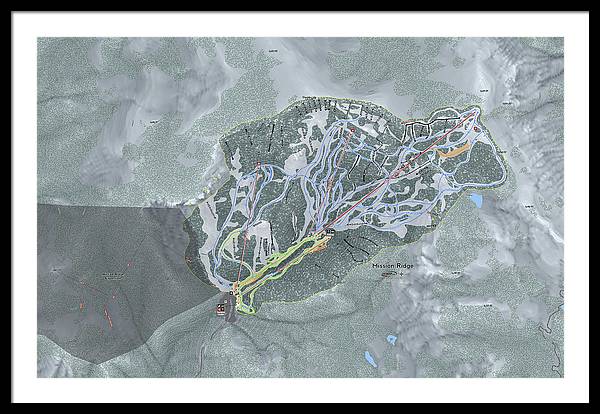 Mission Ridge Ski Resort Map - Framed Print