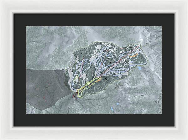 Mission Ridge Ski Resort Map - Framed Print