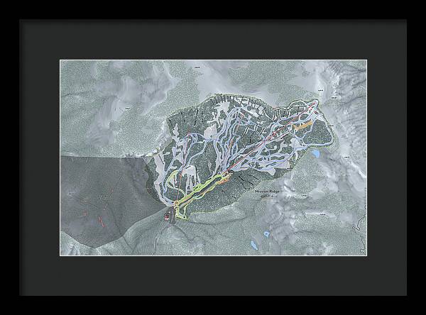 Mission Ridge Ski Resort Map - Framed Print
