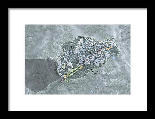 Mission Ridge Ski Resort Map - Framed Print