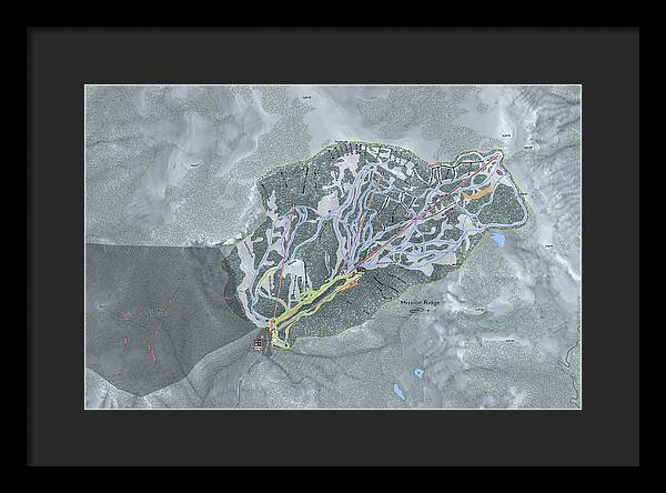 Mission Ridge Ski Resort Map - Framed Print