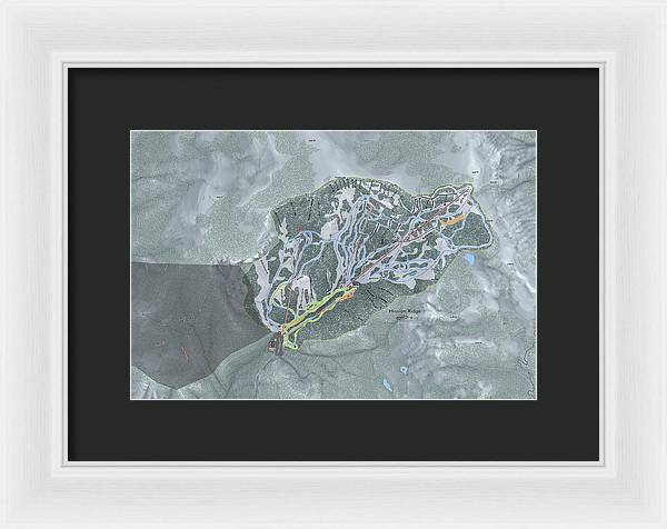 Mission Ridge Ski Resort Map - Framed Print