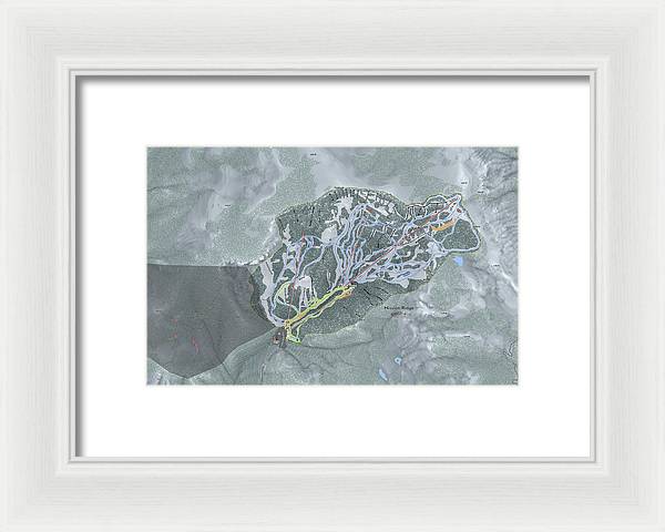 Mission Ridge Ski Resort Map - Framed Print