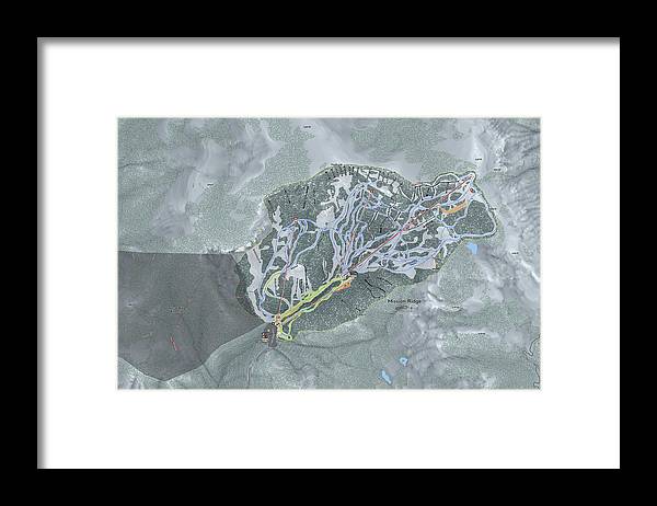 Mission Ridge Ski Resort Map - Framed Print