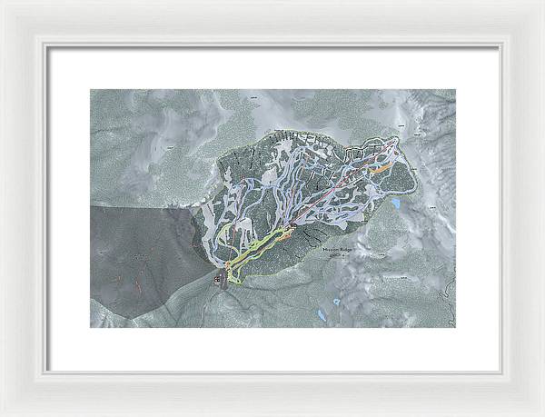 Mission Ridge Ski Resort Map - Framed Print