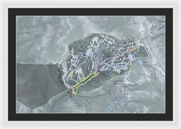 Mission Ridge Ski Resort Map - Framed Print