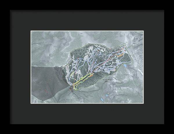 Mission Ridge Ski Resort Map - Framed Print