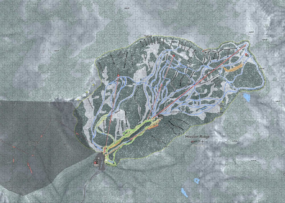 Mission Ridge, Washington Ski Resort Map - Puzzle - Powderaddicts