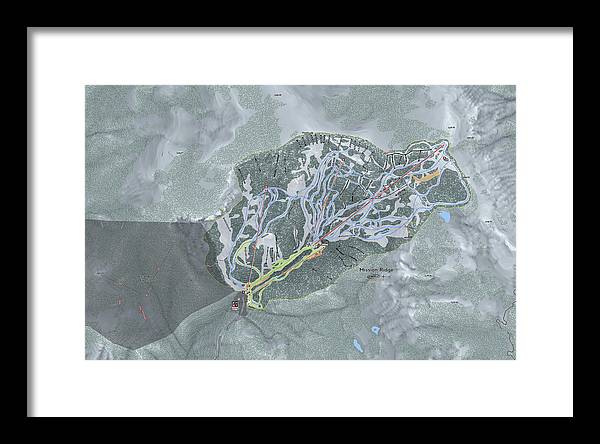 Mission Ridge Ski Resort Map - Framed Print