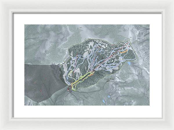 Mission Ridge Ski Resort Map - Framed Print