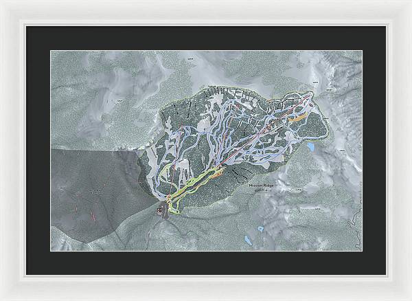 Mission Ridge Ski Resort Map - Framed Print