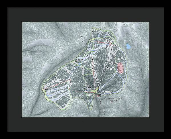 Montana Snowbowl Ski Trail Map - Framed Print - Powderaddicts