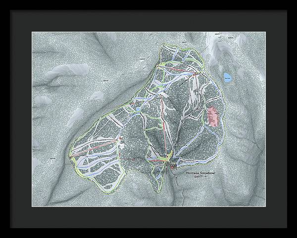 Montana Snowbowl Ski Trail Map - Framed Print - Powderaddicts