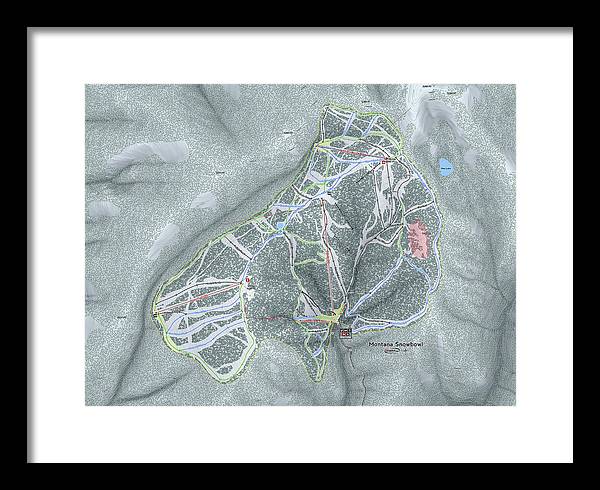 Montana Snowbowl Ski Trail Map - Framed Print - Powderaddicts
