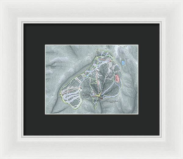 Montana Snowbowl Ski Trail Map - Framed Print - Powderaddicts