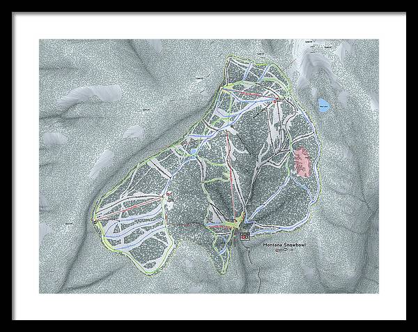 Montana Snowbowl Ski Trail Map - Framed Print - Powderaddicts