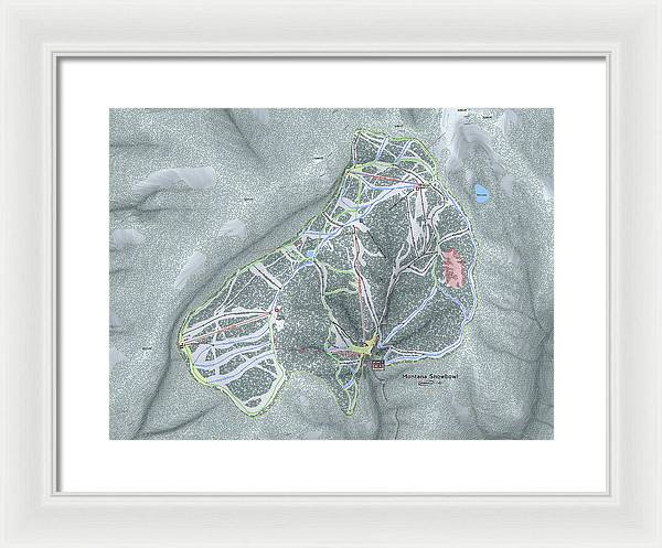 Montana Snowbowl Ski Trail Map - Framed Print - Powderaddicts