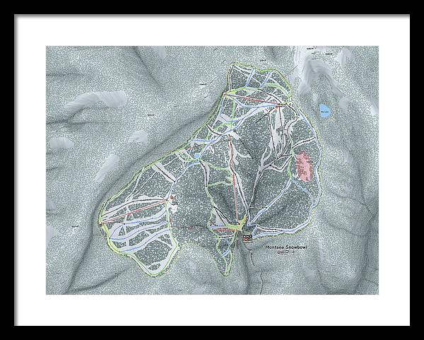 Montana Snowbowl Ski Trail Map - Framed Print - Powderaddicts