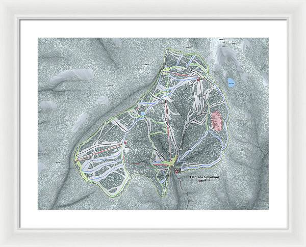 Montana Snowbowl Ski Trail Map - Framed Print - Powderaddicts