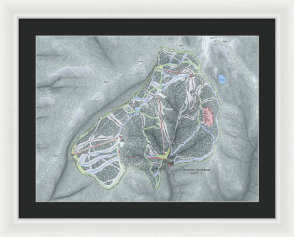 Montana Snowbowl Ski Trail Map - Framed Print - Powderaddicts
