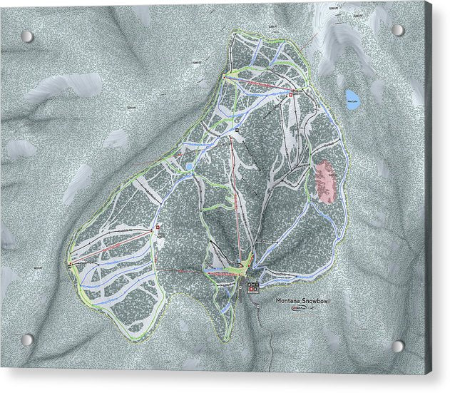 Montana Snowbowl Ski Trail Map - Acrylic Print - Powderaddicts