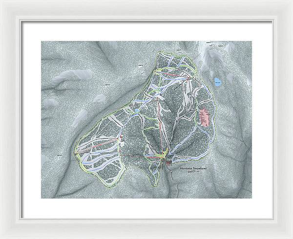 Montana Snowbowl Ski Trail Map - Framed Print - Powderaddicts