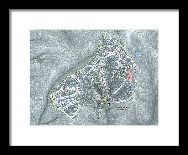 Montana Snowbowl Ski Trail Map - Framed Print - Powderaddicts