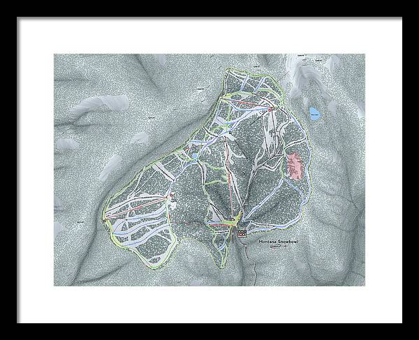 Montana Snowbowl Ski Trail Map - Framed Print - Powderaddicts