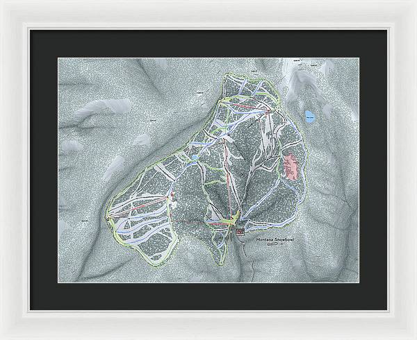 Montana Snowbowl Ski Trail Map - Framed Print - Powderaddicts