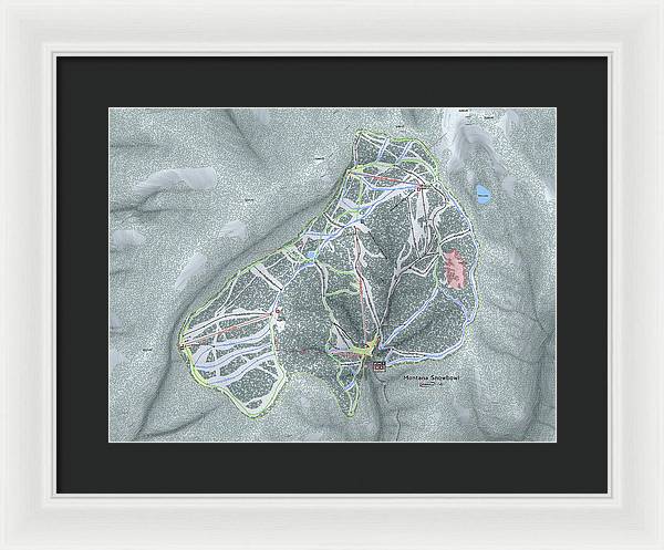 Montana Snowbowl Ski Trail Map - Framed Print - Powderaddicts