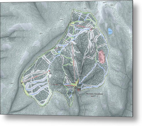 Montana Snowbowl Ski Trail Map - Metal Print - Powderaddicts