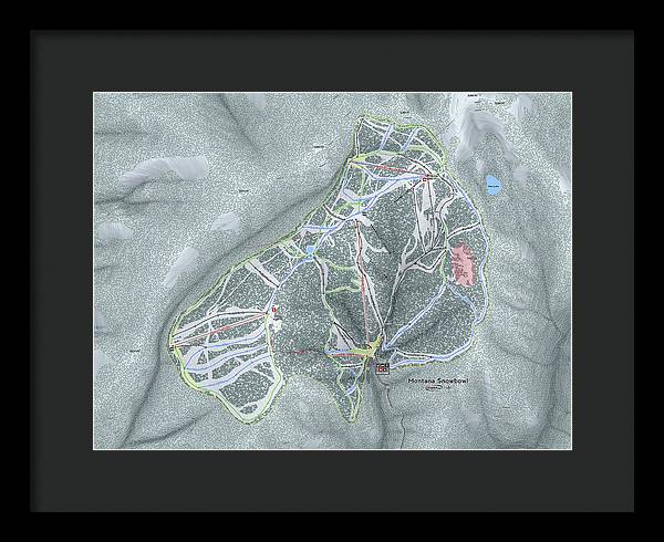 Montana Snowbowl Ski Trail Map - Framed Print - Powderaddicts