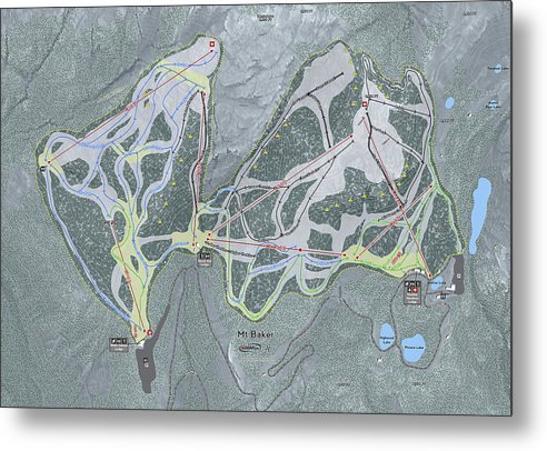 Mt Baker Ski Trail Map - Metal Print - Powderaddicts